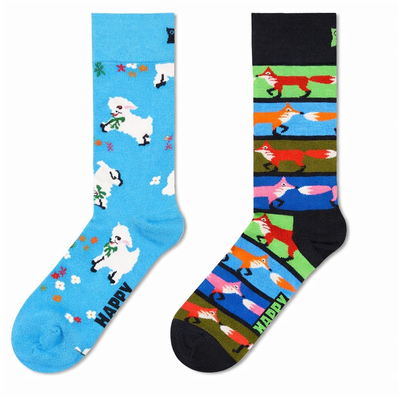 2-Pack Happy Socks Lamb and Fox Socks