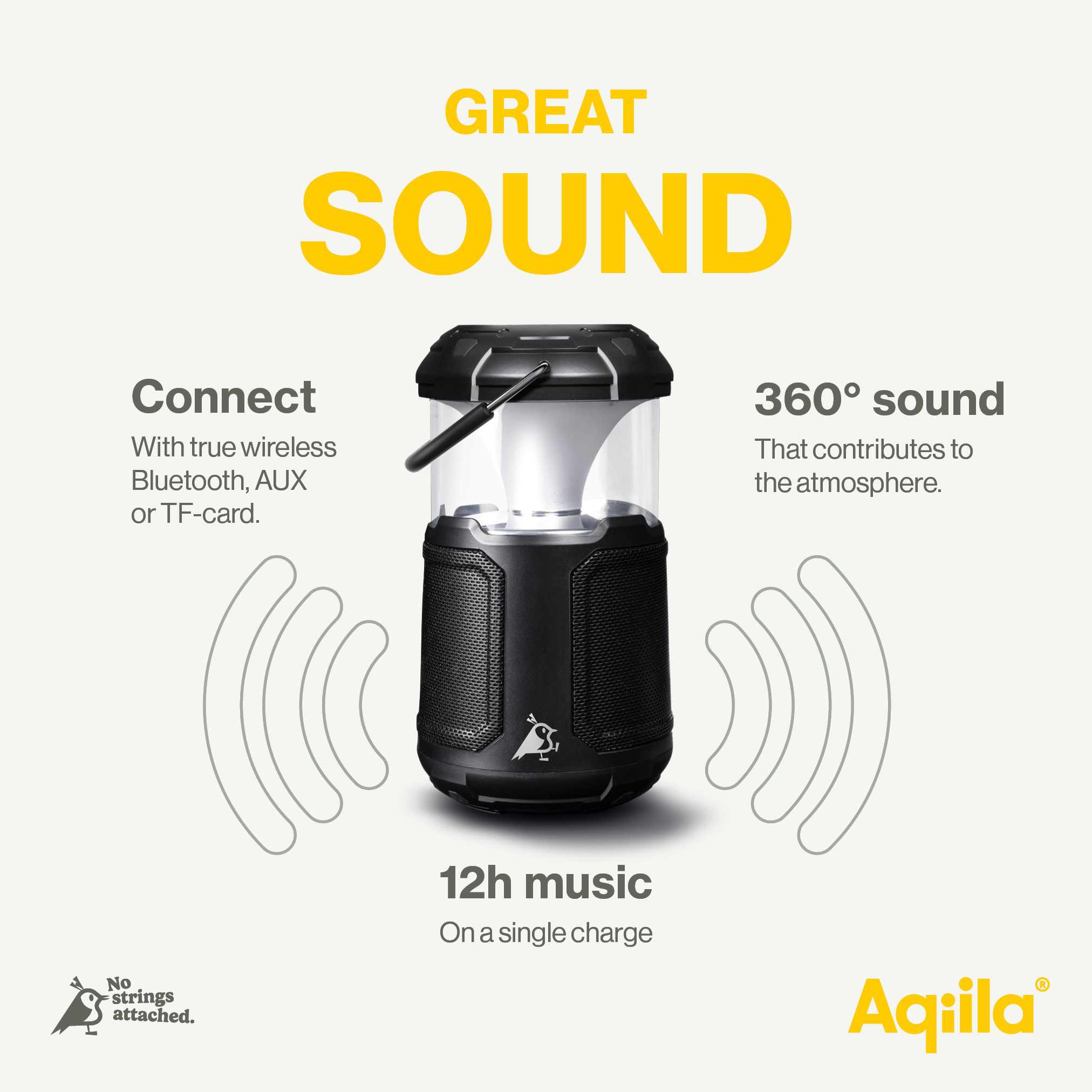 Aqiila Soundbird B10 | Lautsprecher mit Lampe und Powerbank - 6