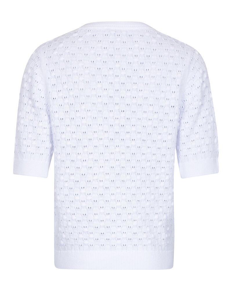 Jumper mönsterstickad kort ärm vit