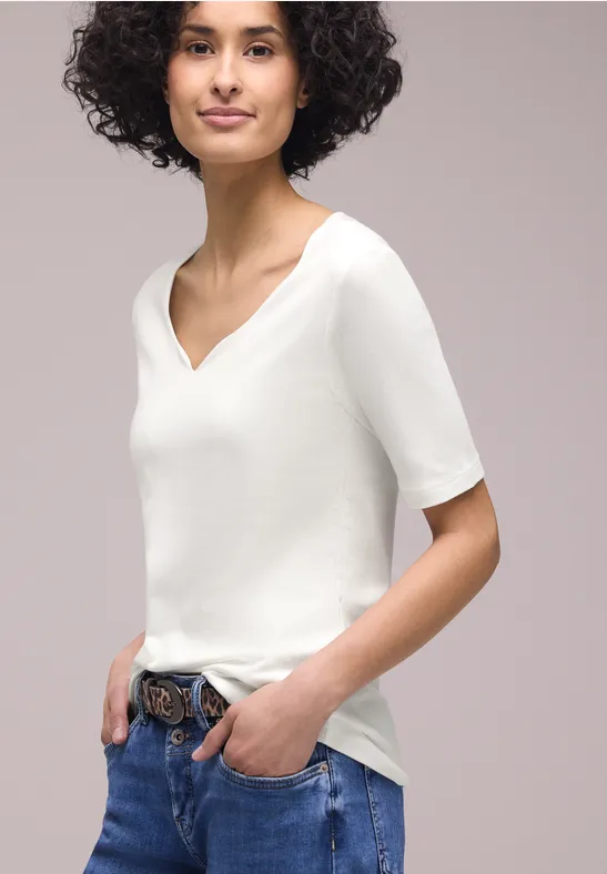 T-shirt med hjärtformad halsringning Off White - 5