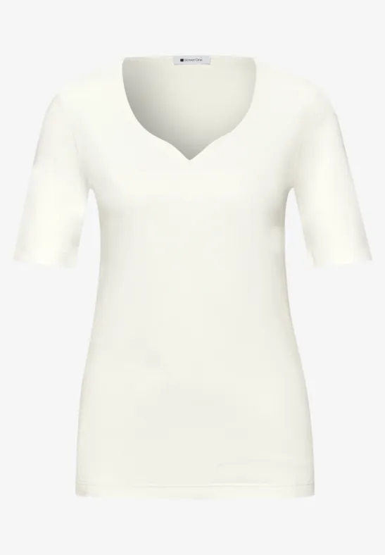 T-shirt med hjärtformad halsringning Off White