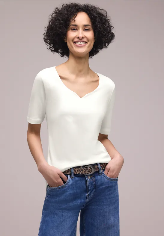 T-shirt med hjärtformad halsringning Off White
