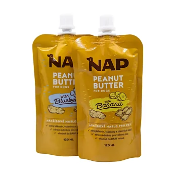 NAP klämmis till hund jordnötssmör och banan eller jordnötssmör och blåbär