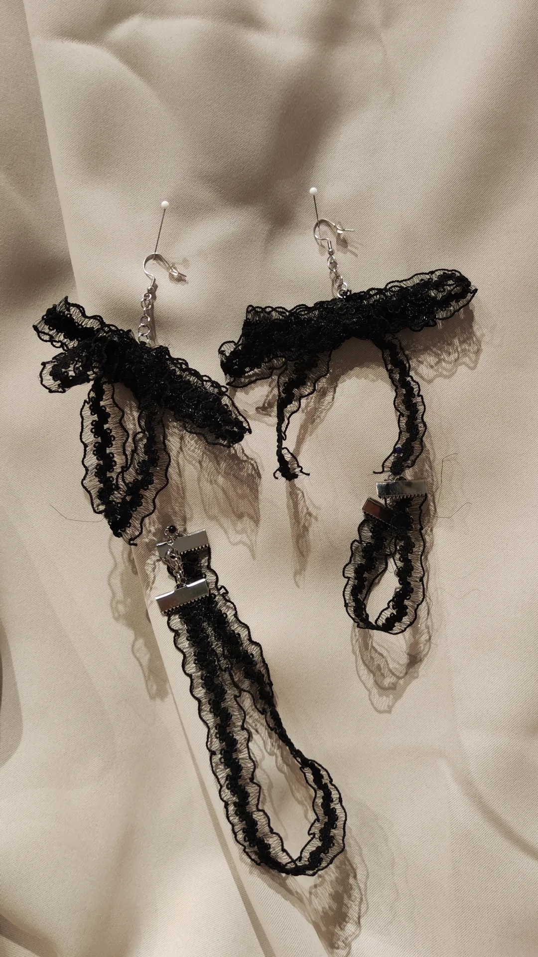 Black Lace Bow Set