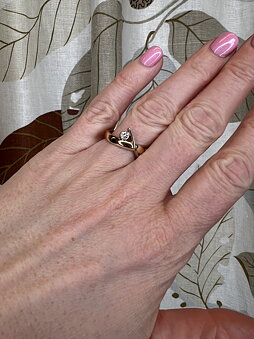 2-farvet ring med diamant, Vintage