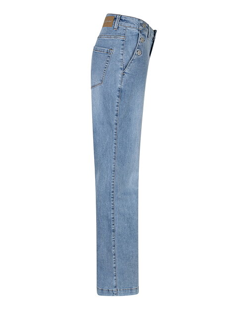 Jeans Bibette med knappar mellanblå denim - 3