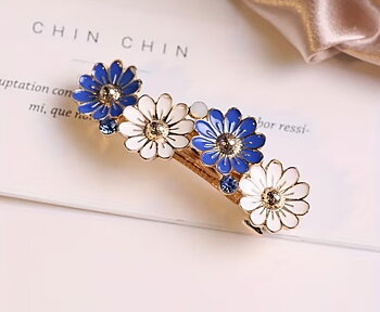 Klämma med blommor, blå