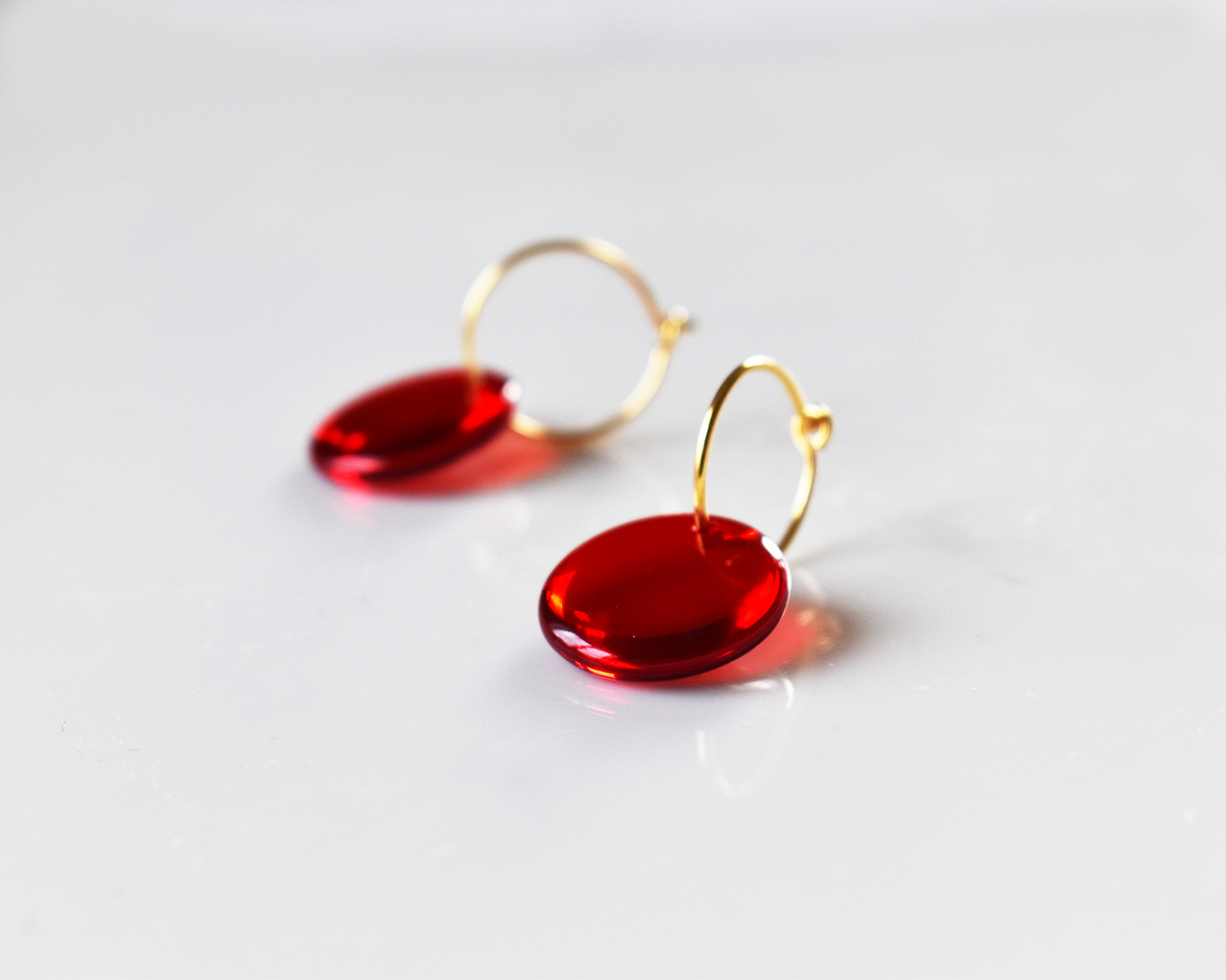 SIKA BERRY - earrings in red glass gold plated - 3