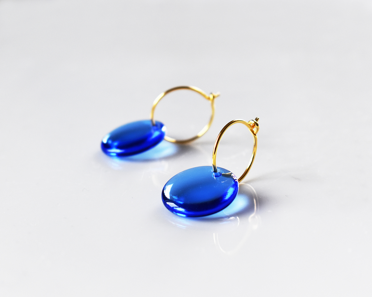 SIKA SKY BLUE - earrings in blue glass gold plated - 2