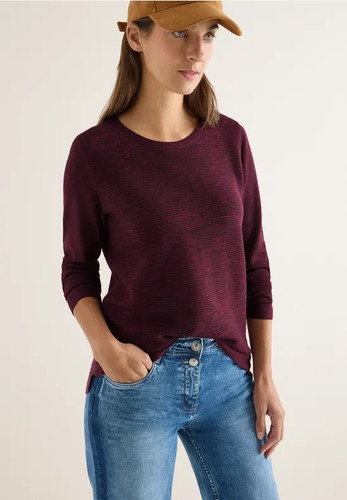 NOS Structured Roundneck - (C) - Vinröd - Cecil