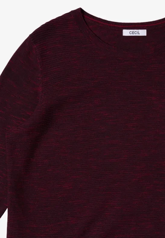 NOS Structured Roundneck - (C) - Vinröd - Cecil - 4