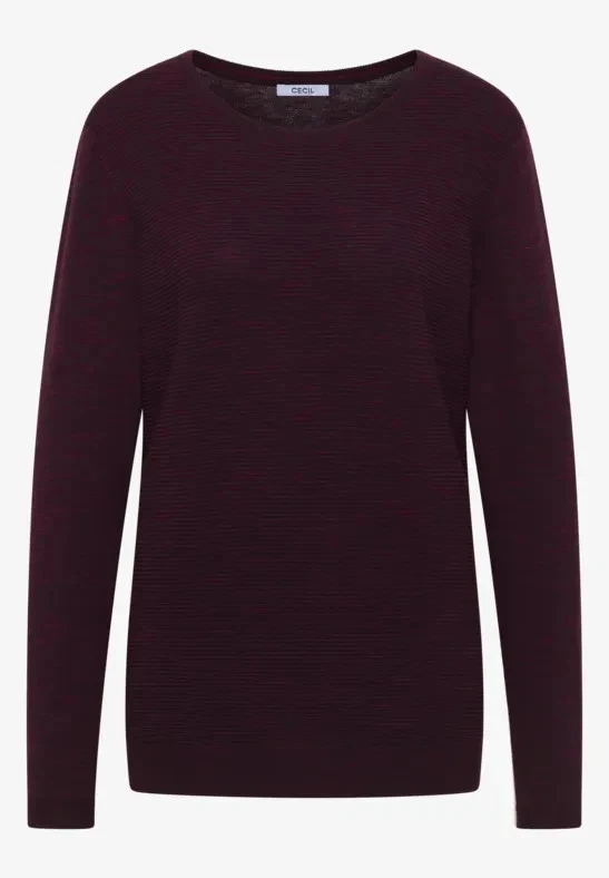 NOS Structured Roundneck - (C) - Vinröd - Cecil - 5