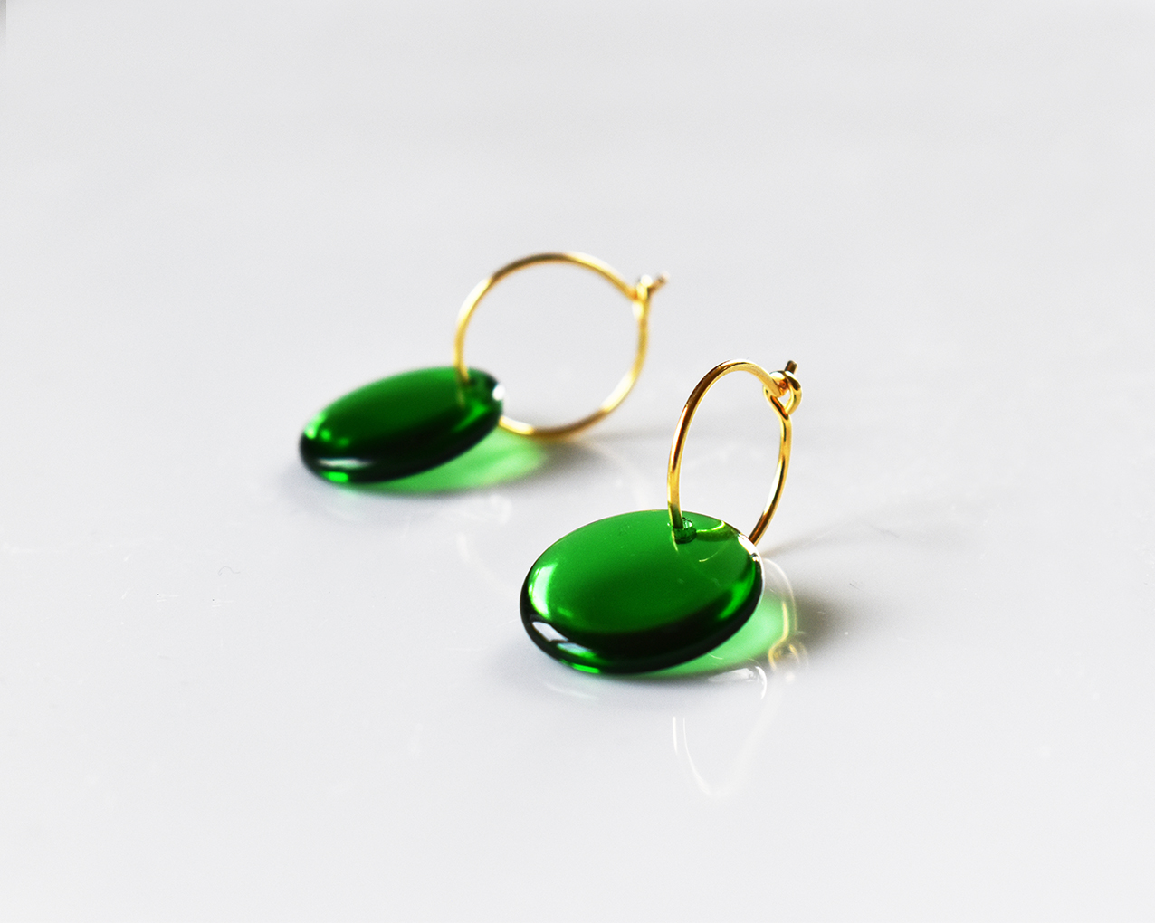 SIKA FOREST - earrings in green glass gold plated - 3