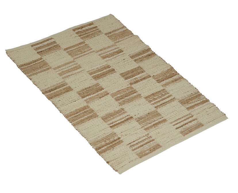 Matta jute Check offwhite linbeige lantlig stil