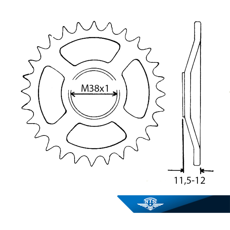 Rear drive 28T for Crescent/Sachs with thread attachment (B~12) - 3