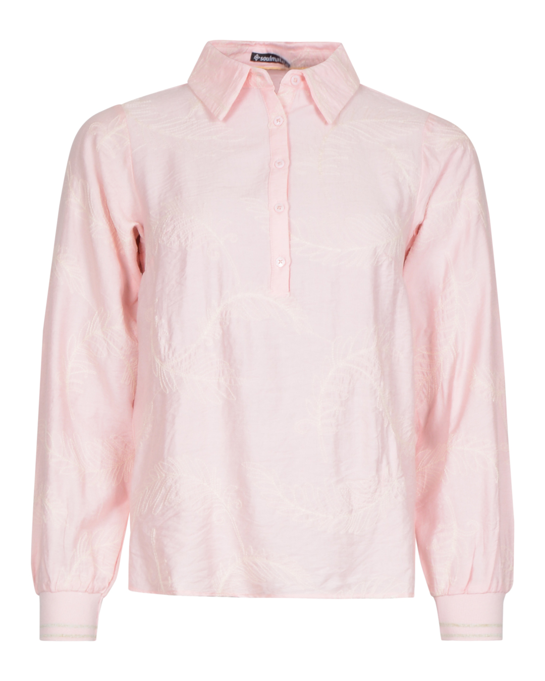 Blus Lucca brodyr med fjädrar rosa