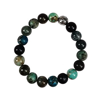 IAMLUND Skydd armband i Karma-kollektionen med regalis, magnesit, afrikansk turkos, svart onyx och silverkula med Pixiu-motiv.