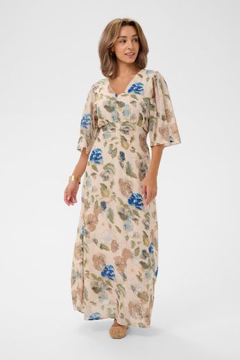 Cream Hailey Long Dress Hailey Print Dove Blue Flower - 2