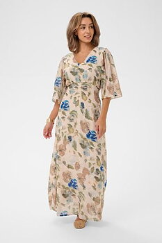 Cream Hailey Long Dress Hailey Print Dove Blue Flower