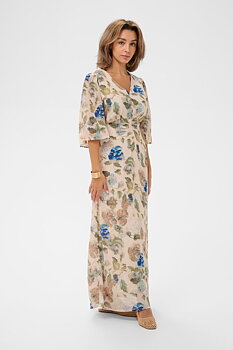 Cream Hailey Long Dress Hailey Print Dove Blue Flower