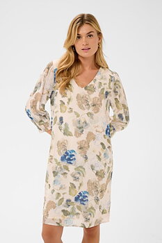 Cream Lucia Dress Hailey Print Dove Blue Flower