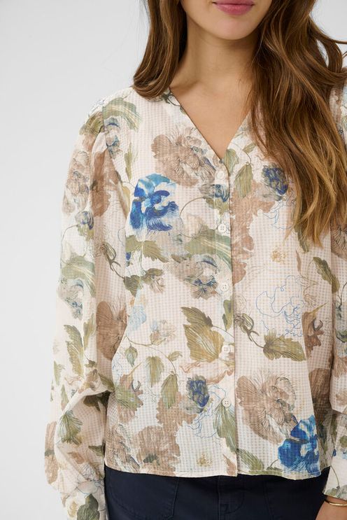 Cream Lucia Blouse  Hailey Print Dove Blue Flower - 2