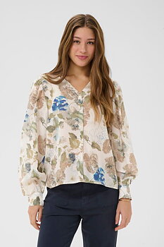 Cream Lucia Blouse  Hailey Print Dove Blue Flower