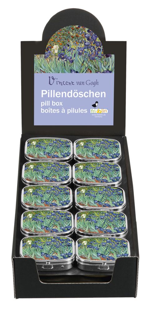 Pilleæsker med spejl, Van Gogh, Iris, Borddisplay med 30 stk., TEMA-produkt