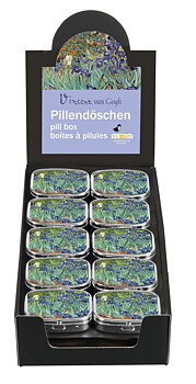 Pilleæsker med spejl, Van Gogh, Iris, Borddisplay med 30 stk., TEMA-produkt