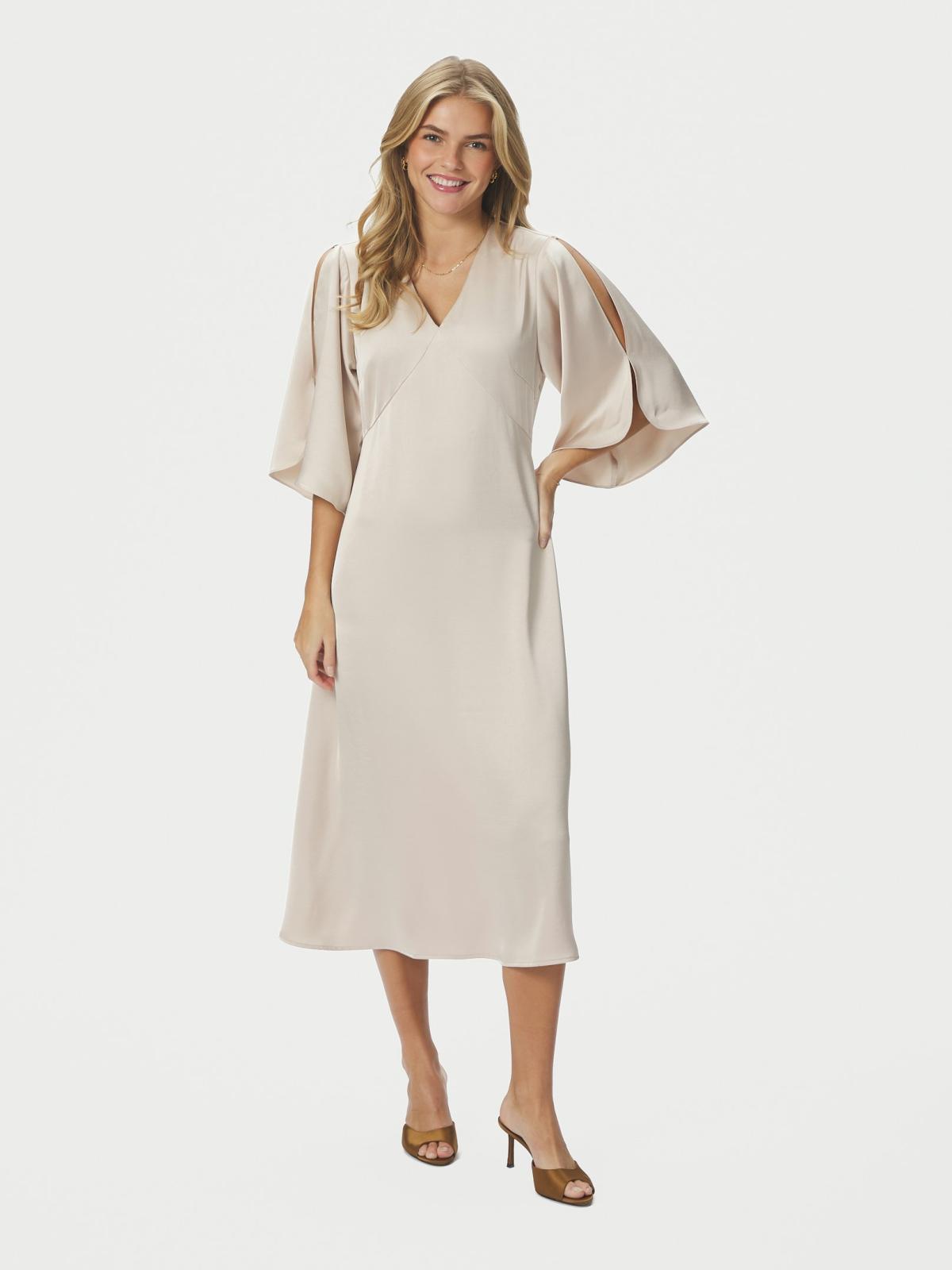 Neo Noir Remara  Heavy Sateen Dress, Champagne - 3
