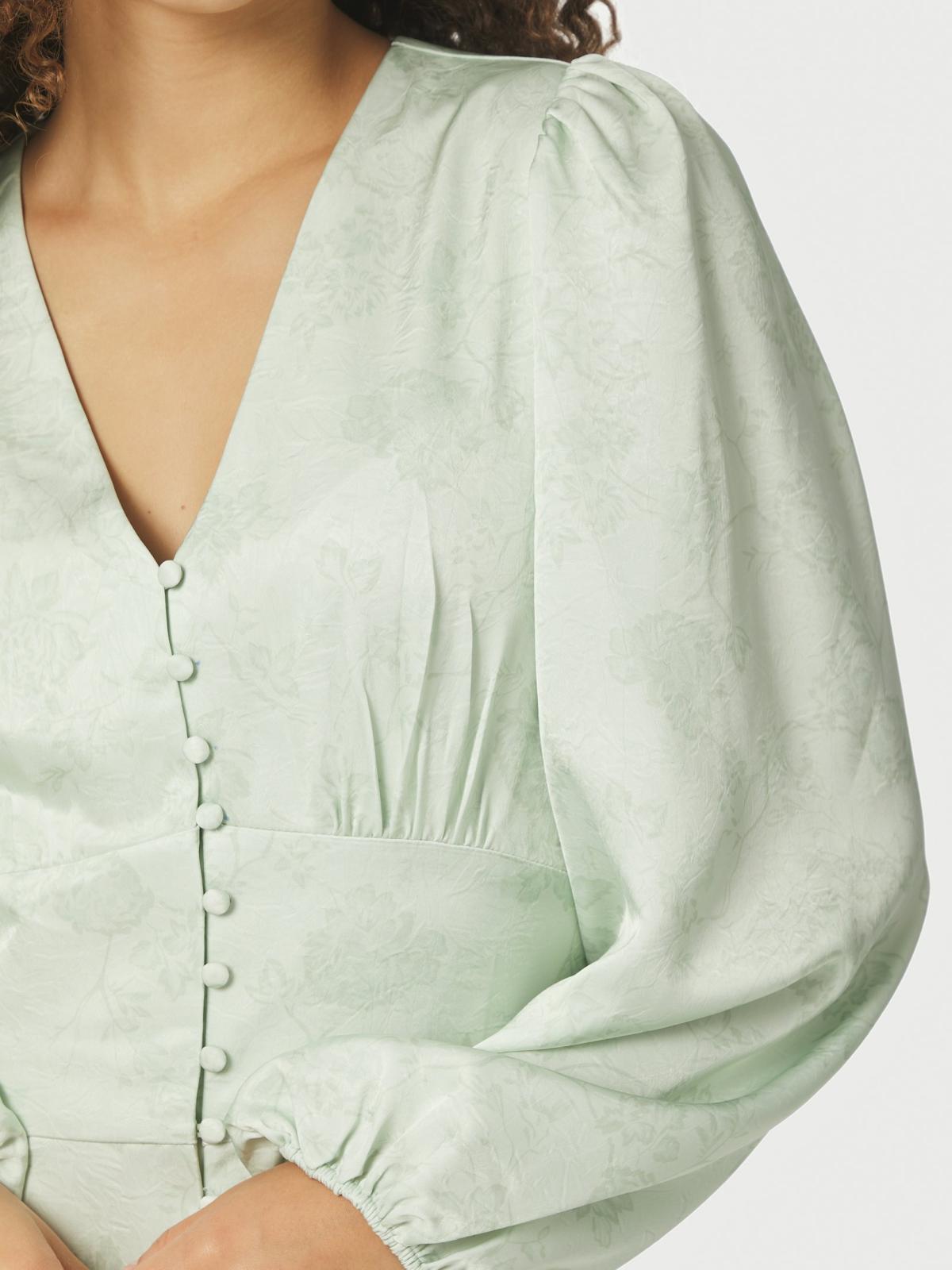 Neo Noir Alto Pattern Sateen Dress,  Light Green - 5
