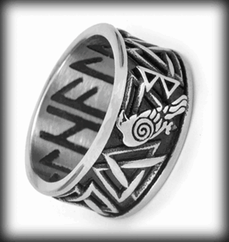 Rejäl stålring med Valknut - Odens knut.