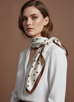 Scarf mini hearts brown