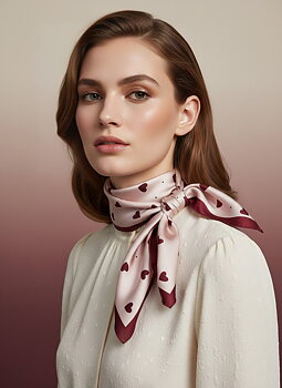 Scarf mini hearts pink