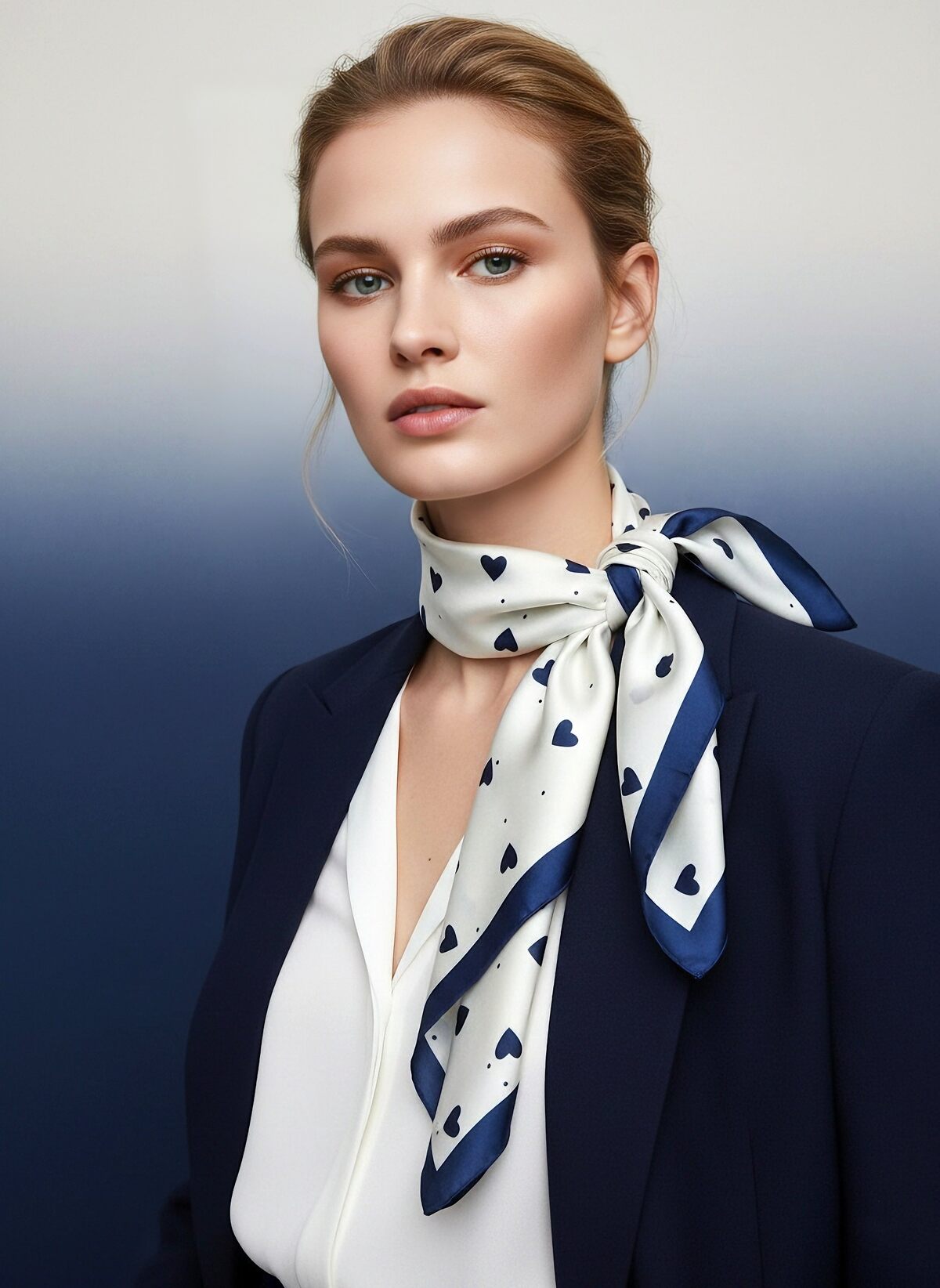 Scarf mini hearts navy