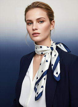 Scarf mini hearts navy