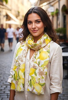 Scarf lemons taupe