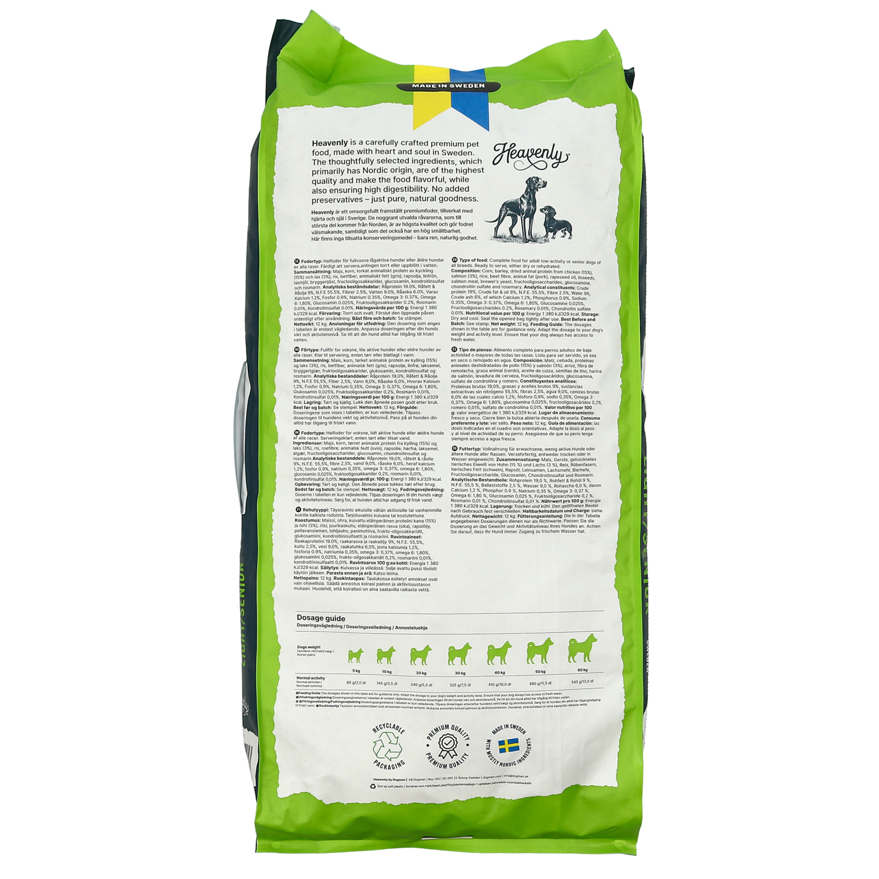 Heavenly - Light & Senior Torrfoder för hund - 12kg - 2