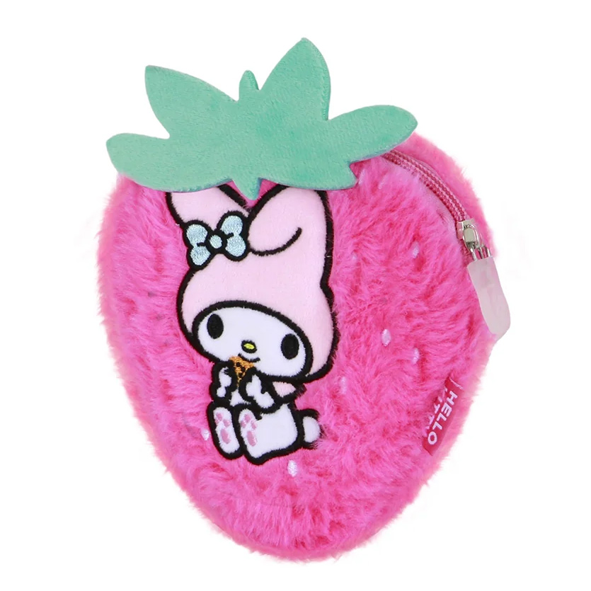 Sanrio My Melody Börs i Plysch – Rosa Jordgubbsformad Kawaii Börs - 5
