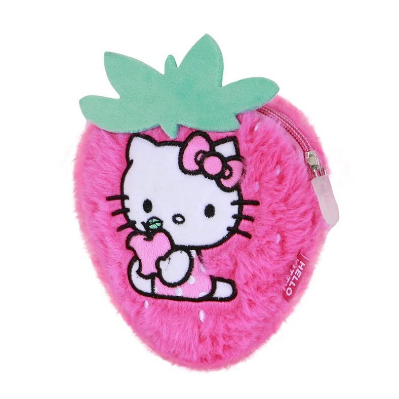 Sanrio Hello Kitty Börs i Plysch – Rosa Jordgubbsformad Kawaii Börs
