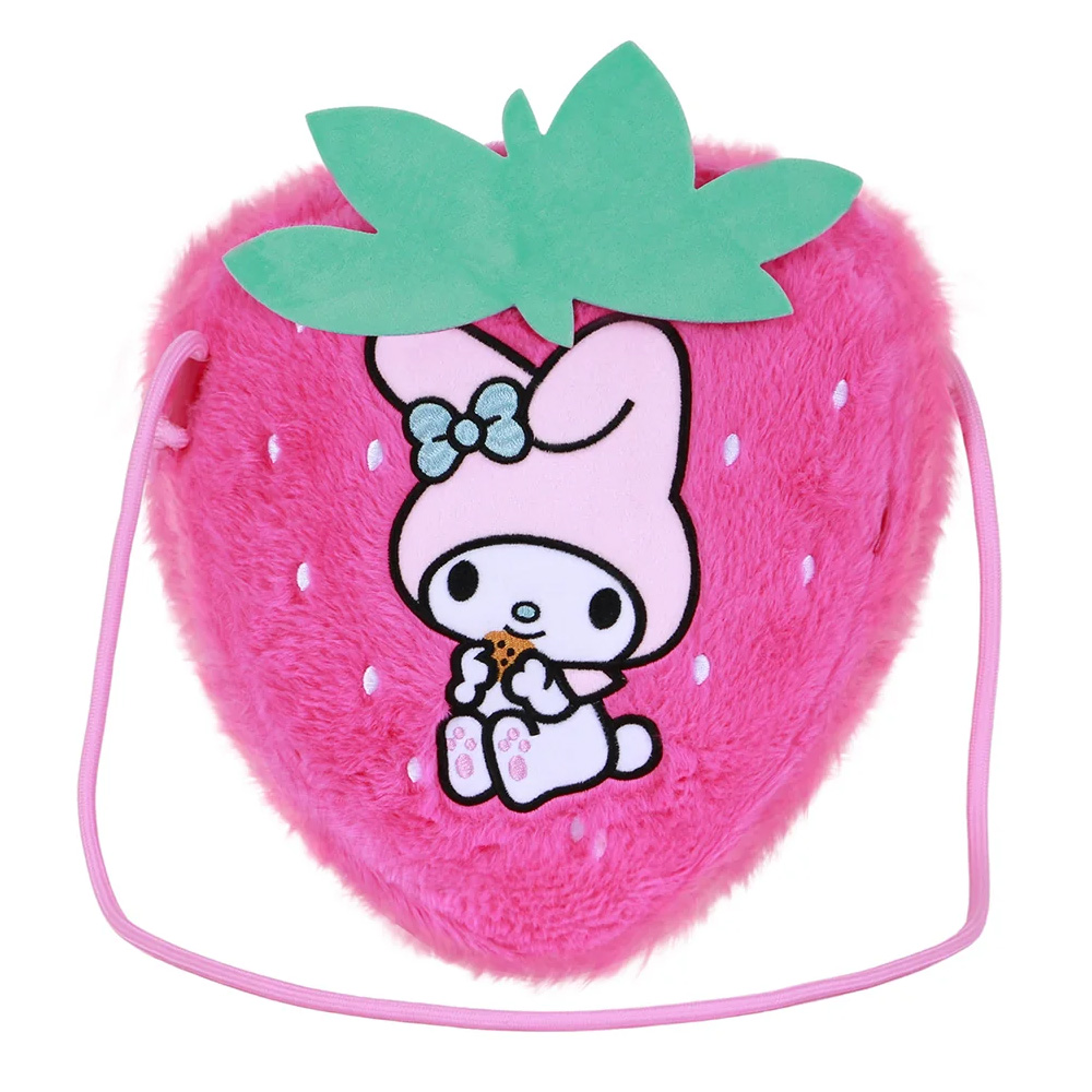 Sanrio My Melody Axelväska i Plysch – Rosa Jordgubbsformad Kawaii Väska