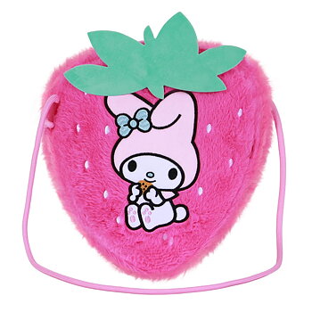 Sanrio My Melody Axelväska i Plysch – Rosa Jordgubbsformad Kawaii Väska