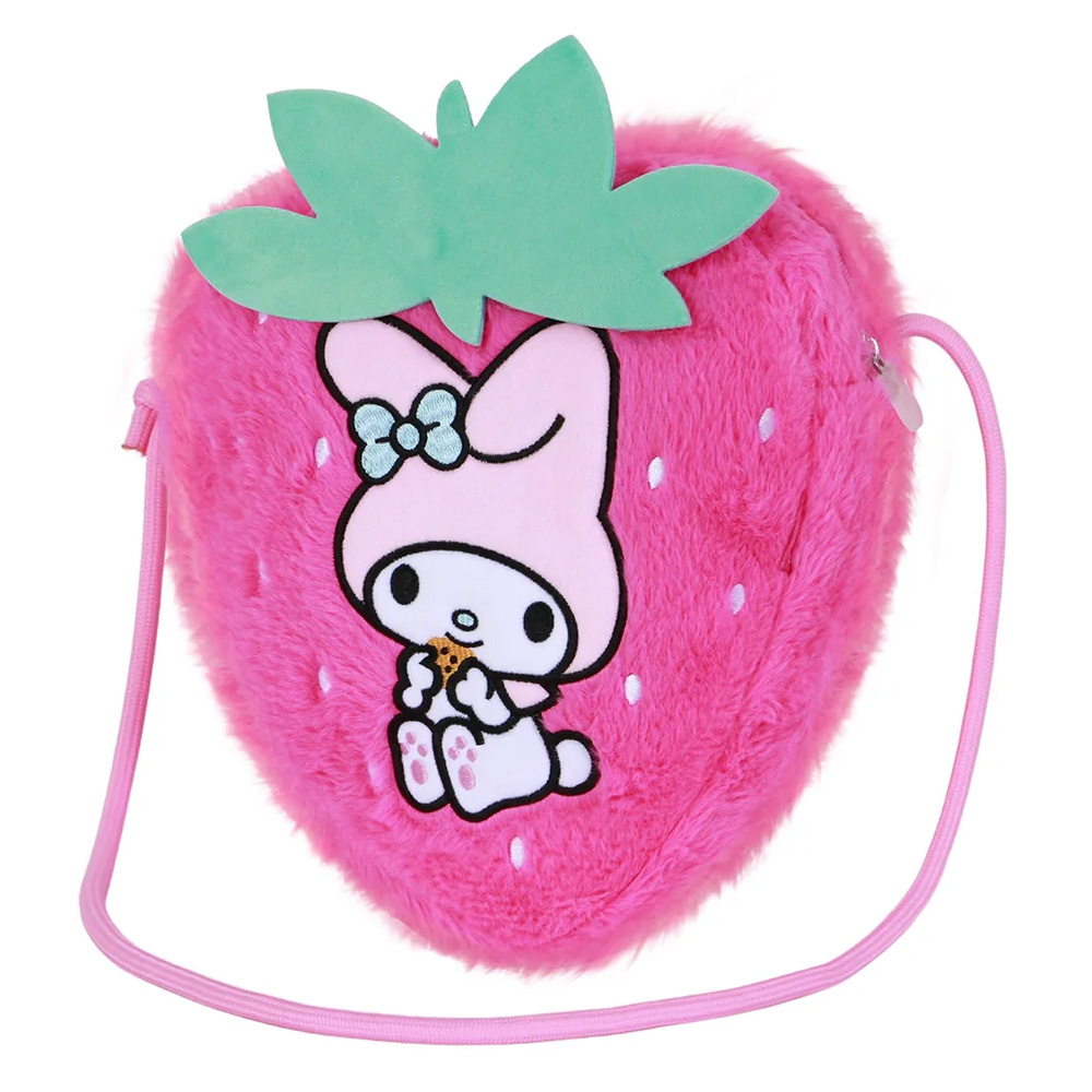 Sanrio My Melody Axelväska i Plysch – Rosa Jordgubbsformad Kawaii Väska - 2