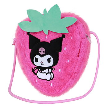 Sanrio Kuromi Axelväska i Plysch – Rosa Jordgubbsformad Kawaii Väska