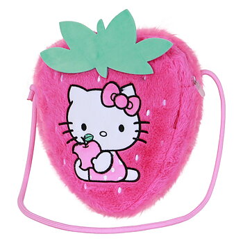 Sanrio Hello Kitty Axelväska i Plysch – Rosa Jordgubbsformad Kawaii Väska
