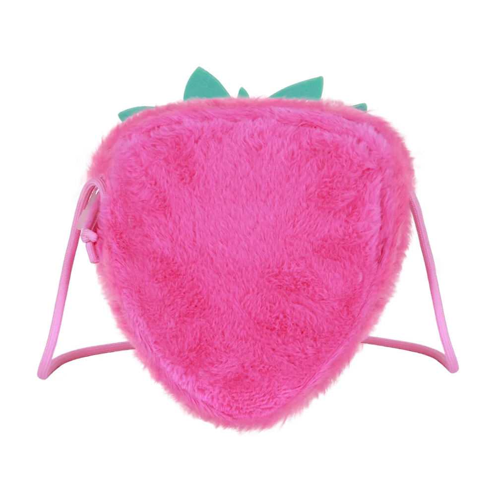Sanrio Hello Kitty Axelväska i Plysch – Rosa Jordgubbsformad Kawaii Väska - 3