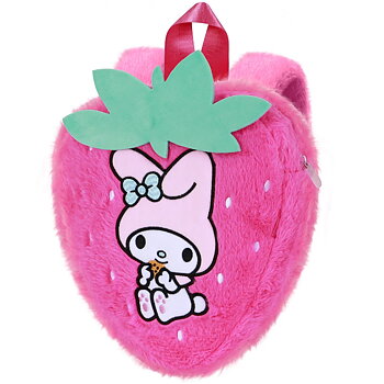 Sanrio My Melody Ryggsäck i Plysch – Rosa Jordgubbsformad Kawaii Ryggsäck