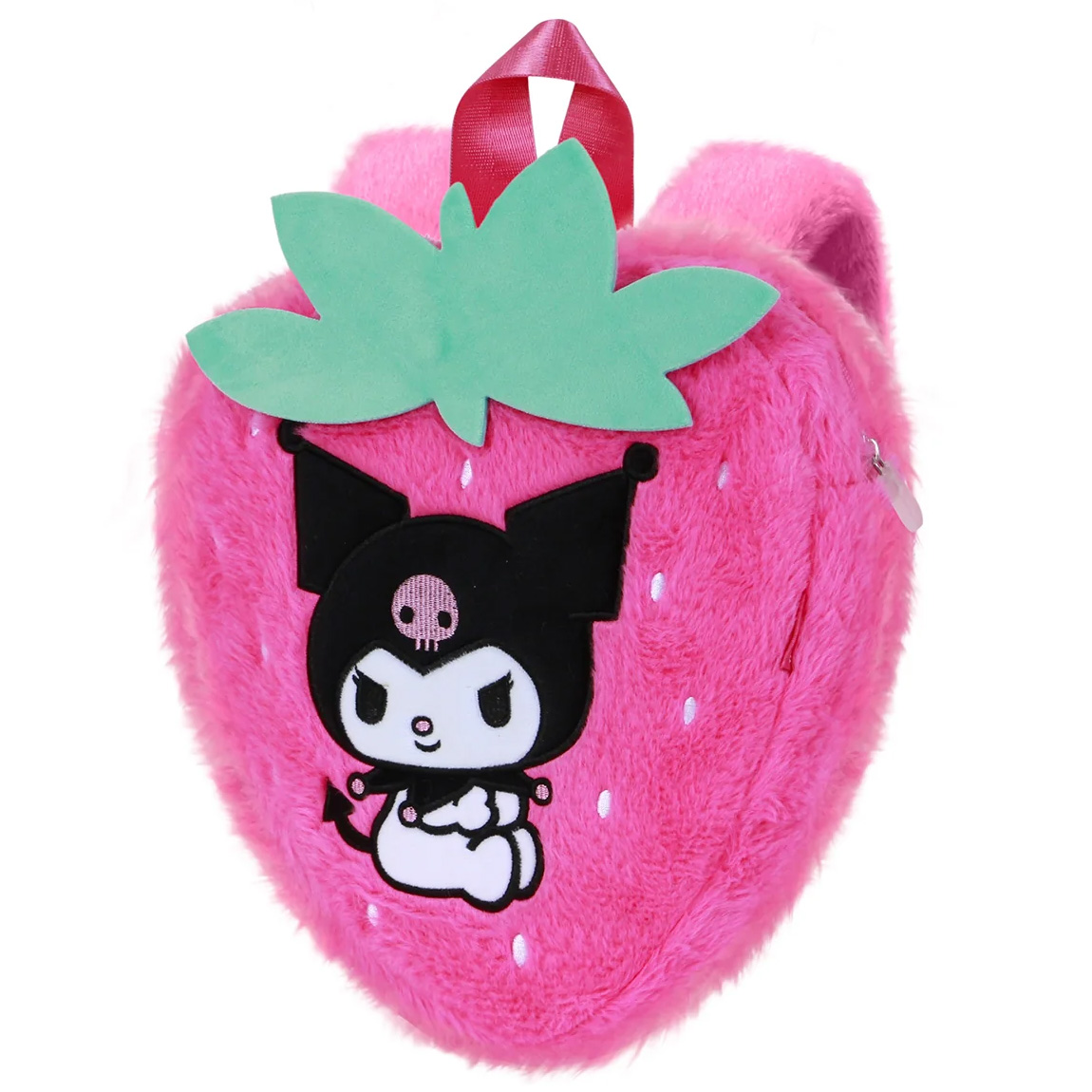 Sanrio Kuromi Ryggsäck i Plysch – Rosa Jordgubbsformad Kawaii Ryggsäck - 2