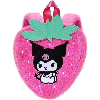 Sanrio Kuromi Ryggsäck i Plysch – Rosa Jordgubbsformad Kawaii Ryggsäck