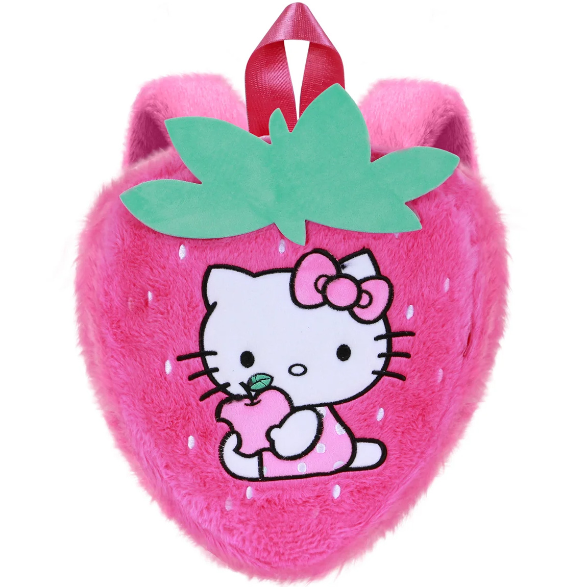 Sanrio Hello Kitty Ryggsäck i Plysch – Rosa Jordgubbsformad Kawaii Ryggsäck